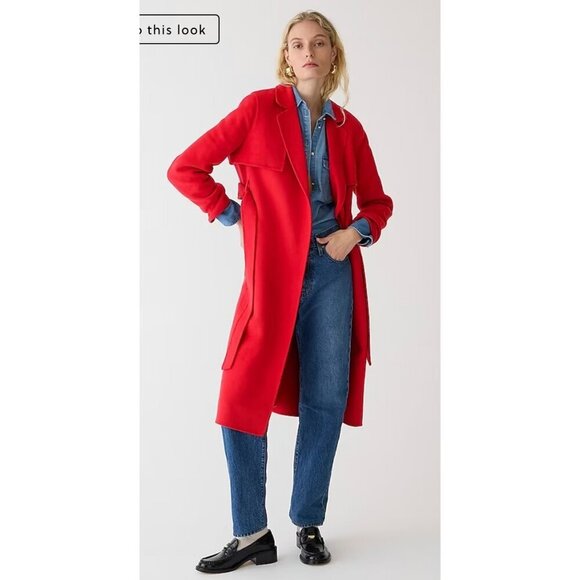 J.Crew $398 Petite Harriet Trench Coat Holiday Red Size PS BV873 - Picture 2 of 8